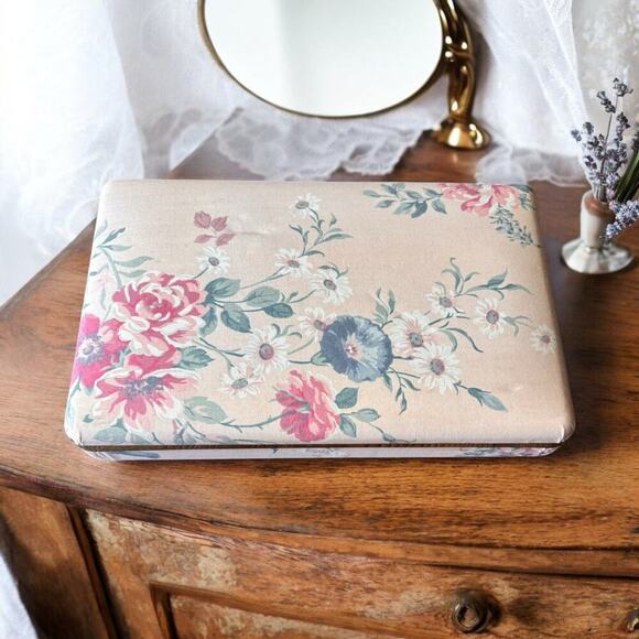Unbranded Other - Vintage Green Fabric Covered Jewelry Box with Mirror